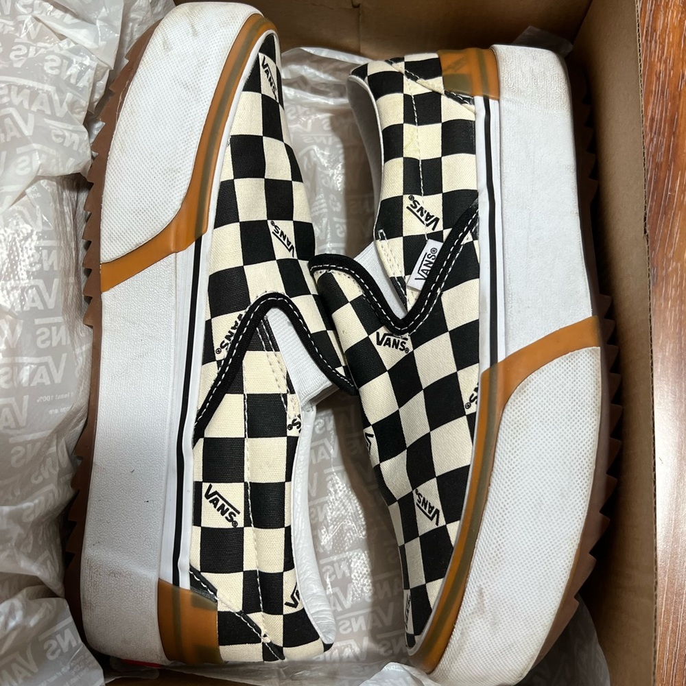 Vans classic slip-on Stack checkerboard Multi/True womens 9.5